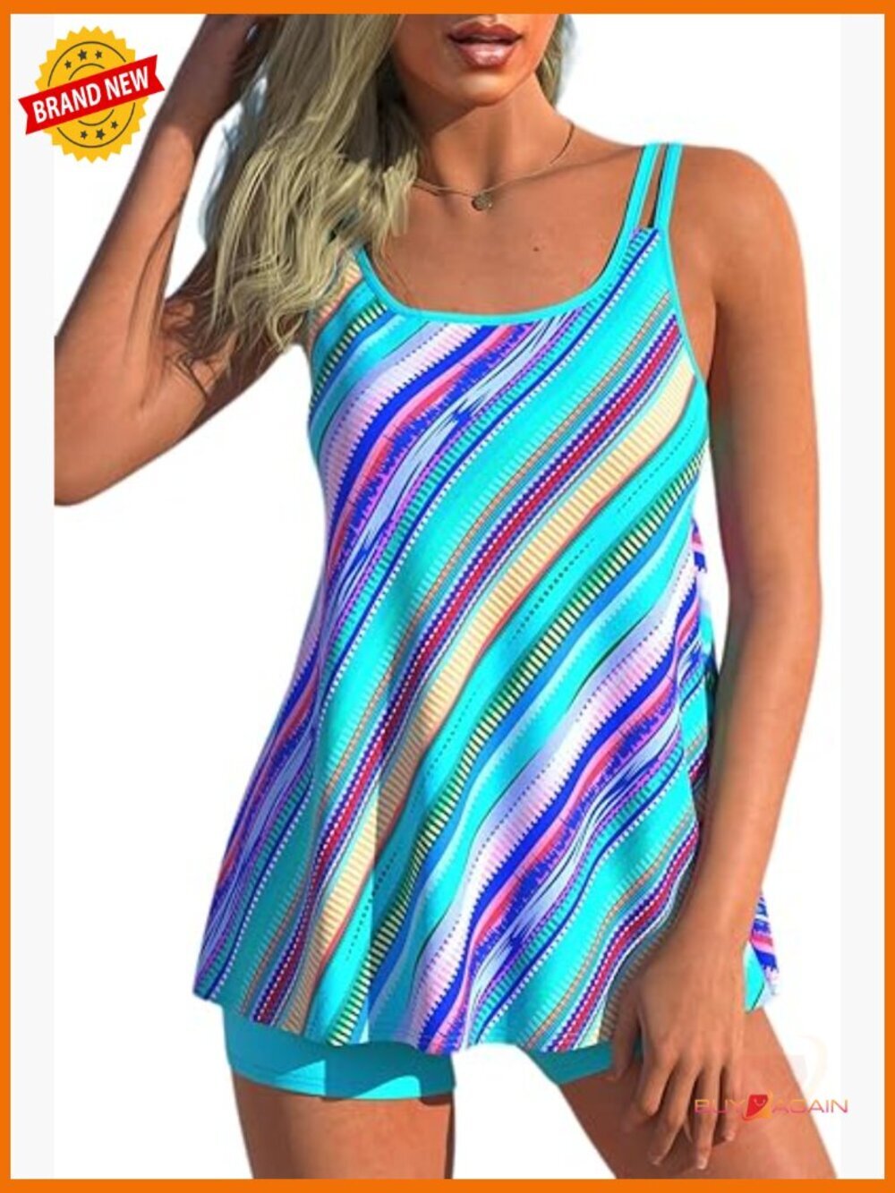 Women's Tankini Swimsuit with Shorts, Modest Two Piece Bathing Suit, Tank Top &